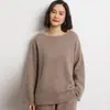 Suéter de Punto de Cachemira 2026 Otoño/Invierno Nuevo para Mujer, Holgado, Cuello Recto, Color Sólido, Estilo Perezoso