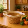Cesta de Flores Tejida a Mano de Rattan Estilo Nórdico Transfronterizo Cesta de Pie de Gran Capacidad Decoración Cesta de Almacenamiento Tejida Simple