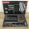 Conjunto de Facas Marteladas de Aço Inoxidável Conjunto de 6 Peças com Cabo Revestido Conjunto de Facas Seis Peças Conjunto de Facas de Cozinha Seis Peças Caixa para Presente