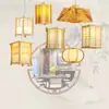Luminária pendente pequena de madeira maciça para quarto e cabeceira estilo dinastia Song, estilo vintage meados do século, adequada para pousadas, hotéis, corredores e balcões de bar, luminária pendente de fio longo