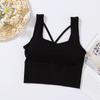 Ropa interior de otoño e invierno espalda descubierta cuello cuadrado con almohadilla en el pecho tiras cruzadas algodón chaleco de longitud media alta elasticidad interior chaleco coreano para mujer