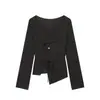 Fabricante de ropa de mujer transfronterizo al por mayor 2026 estilo europeo y americano retro holgado adelgazante con cordones tops casuales