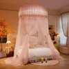 Mosquitero de Pie Estilo Princesa con Cúpula, Nuevo Estilo, con Hermoso Borde de Encaje, Malla Densa y Diseño Estilo Hada
