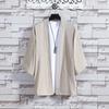 Verão 2022 Novo Estilo Chinês Masculino Algodão e Linho Proteção Solar Roupa Cardigan Japonês Kimono Manga Curta Casaco Masculino