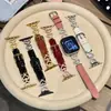 Corazón Dulce Diamante Cobre Zirconia Correa de Cuero Adecuada para Apple Watch iWatch 12ª Generación 11/10Ultrase