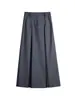 Falda de patinaje con forma de pera para mujer en otoño e invierno, para chicas con sobrepeso mm, cintura alta, aspecto adelgazante, cubre cadera, falda larga línea A, traje, falda plisada