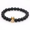 Comércio Exterior Transfronteiriço Anel Simples 8mm Contas Foscas Pretas Coroa de Diamante Zircônia Branca Moda Europeia e Americana Pulseira de Casal