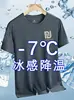 Camiseta de Manga Corta Casual Versátil Simple Elegante Moda Trendy para Hombre Tallas Grandes Holgada Secado Rápido Hielo Seda Transfronteriza Color Sólido