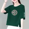 Camiseta de manga corta estilo mamá para mujer, comercio exterior transfronterizo, nuevo estilo de verano, corte holgado, adelgazante, top estampado versátil