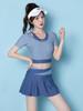 Traje de baño de verano 2024 para mujer, estilo falda dividida, push-up, pecho pequeño, estilo coreano, protector solar, sexy, deportivo, para aguas termales.