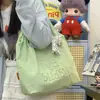 Bolsa de ombro tote estilo coreano ins moda casual com bordado de letra tridimensional, versátil para uso diário, bolsa de compras simples e leve