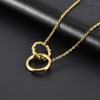 Collar de acero de titanio con hebilla de doble anillo, temperamento ins, diseño de nicho de lujo ligero, cadena de clavícula simple que combina con todo para mujer