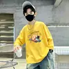 100% Algodão Puro Camiseta de Manga Longa para Meninos Top Infantil Roupa de Outono para Meninos Adolescente Camada Base Crianças Maiores