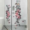 Comercio exterior pintado rosa rosa mariposa ventana de vidrio embellecimiento del hogar decoración electrostática uv pegatinas para ventanas al por mayor