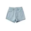 Shorts de Mezclilla Ajustados de Cintura Alta Elásticos Color Caramelo Verano 2022 Pantalones Cortos Calientes para Mujer Denim Caliente