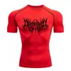 Teum Export Camiseta de Manga Corta con Cuello Redondo Estampada de Secado Rápido de Compresión para Hombre Y2K Ropa Interior Base para Correr Entrenamiento de Fitness Body