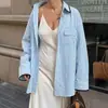 Chaqueta Camisa Casual Relajada Nueva Estilo Otoño/Invierno 2026 TEMU Europea y Americana con Ribete de Contraste Rayado Corte Holgado Camisa para Mujer
