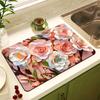Tapete Escurridor de Cocina Estilo Pastoral para Mesa Encimera Absorbente de Barro Diatómico Tapete Aislante Antiescaldante para Tazón y Palillos Envío Directo