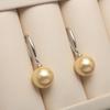 Pendientes de Concha de Agua Salada Imitación Perla Temperamento de Dama Joker Pendientes de Perlas Redondas de Concha de 8-12 mm para Novia