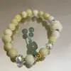 Pulsera Joyería Estilo Nacional, Pulsera Flor de Lirio del Valle Estilo Chino, Cuentas de Buda Tapa de Leche, Pulsera Flor Explosión, Cuentas Redondas de 10 mm, Pulsera de Perlas de Imitación
