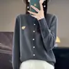 Top, Blusa, Chaqueta, Suéter de Cuello Redondo, Cárdigan de Punto Bordado 26, Estilo Nuevo Suelto para Mujer, Andi Terciopelo Estilo Otoñal Chic