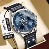 Reloj Marca Binbang Casual de Negocios Correa de Cuero Calendario Sencillo Reloj para Hombre Luminoso Resistente al Agua Reloj de Cuarzo Venta al por Mayor Transfronteriza