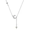 Colar de Lua Estrela Fosco Feminino com Longa Franja Design Estilo Coreano Colar Elegante de Luxo Leve Versátil para o Dia a Dia