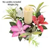 Anel de vela simulado de três cores Decoração de casa estilo europeu Arranjo de mesa de casamento Suporte de vela Ornamento floral