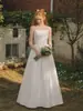 Vestido de Casamento Leve Retro Francês Cetim Simples Nicho Alto Padrão Coreano Viagem ao Ar Livre Fotografia Vestido Longo com Saia Bufante Mulheres