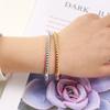 Moda europea y americana pulsera de bambú titanio acero red-hot estilo INS pulsera de tres hilos de cuentas anillo liso de acero inoxidable 18K lote
