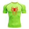 Teum Export Camiseta de Manga Corta de Compresión de Secado Rápido con Estampado de Araña para Hombre Y2K Capa Base para Correr Body para Entrenamiento de Fitness