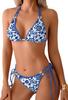 Conjunto de Bikini Triangular de Encaje con Cordones para Mujer de Nylon Transfronterizo Personalizado Sexy Traje de Baño de Dos Piezas Lindo Traje de Baño con Cuello Halter