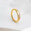 Transfronterizo Nuevo Diseño Retro Francés Joyería de Moda Anillo de Tendencia Acero de Titanio Lujo Ligero Nácar Natural Anillo de Concha