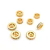 Cobre bañado en oro con fuerte retención de color, cuentas de rueda incrustadas con circonita, cuentas espaciadoras, cuentas separadoras para pulseras y collares DIY, materiales para accesorios de joyería