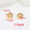 Aretes de Cobre Chapados en Oro con Engastes Vacíos Hechos a Mano, Mariposa, Corona, Flor, Colgante Cuadrado, Brocado de Canción, Base de Jade Imitación para Joyería DIY