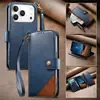Adecuado para Uso Comercial, Funda de Cuero para Teléfono con Cremallera iPhone 18 Bloques de Color, Funda tipo Cartera Flip para Apple 18, 16 Ranuras para Tarjetas, 14 Soportes