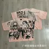 Camiseta Rara de Paz Marca de Moda Callejera Americana Talla Grande Oversize Camiseta de Manga Corta con Pedrería Verano