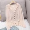Cárdigan de punto hueco para primavera y verano, nuevo estilo coreano, chaqueta con mangas al hombro, top con capucha, ropa de protección solar de seda fina para mujer