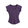 Estilo Lujuria Pura Sexy Cuello en V Grande Cintura Camiseta de Manga Corta para Mujer Primavera y Verano 2025 Nueva Top Ajustado Delgado de Cintura Alta