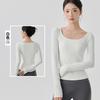 Top de Yoga de Manga Larga de Alta Elasticidad y Corte Ajustado para Mujer, Transpirable y Cómodo para Uso al Aire Libre, Camiseta Adelgazante para Fitness, Ropa para Pilates y Yoga