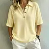 Moda Casual Feminina Europeia e Americana Nova para o Verão 2026 Camiseta Casual Solta de Manga Curta Camiseta Feminina Elegante para o Dia a Dia