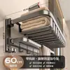 Estante de Toallas para Baño Color Gunmetal Sin Taladro Aluminio Espacial Estilo Lujo Ligero Estante de Almacenamiento para Baño Set Montado en Pared para Inodoro