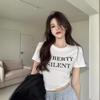 Comercio Exterior 2024 Camiseta de Manga Corta de Celebridad de Internet Tops de Mujer Slim Estilo Hong Kong Estampado de Letras Camiseta Corta para Fondo Dropshipping