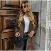 Estilo Europeo y Americano Amazon Aliexpress Tendencia de Moda Popular Versátil Elegante Abrigo de Cuero Artificial Doble Botonadura Solapa