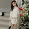 Ropa Infantil Coreana Colección Invierno 2025 Conjunto de Vestido con Lazo para Niñas Conjunto de Tres Piezas Estilo Chanel para Niños Elegante Atuendo de Año Nuevo