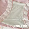 Braguitas de Triángulo para Niña de Algodón Puro Sin Costuras, Antibacterianas, Borde de Encaje Simple, Transpirables, Cintura Media, Lazo Dulce