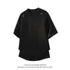 Camiseta Plus Size Masculina Patchwork de Rebites Desconstruído Verão Caimento Limpo Ombro Normal Senso de Design Americano Solta Casual Cor Sólida