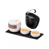 Juego de Té Cerámico para Viaje Pequeño Portátil Taza Rápida Tetera para Acampar al Aire Libre Viajes Una Tetera Dos Tazas
