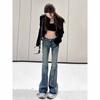 Calça jeans feminina estilo americano Spice Girls cintura baixa sexy leve primavera e outono vintage nicho slim fit calça reta slim