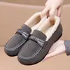Zapatos de Invierno Nuevos para Mujer, Engrosados, Casuales, Cálidos, para Madre, Planos, Antideslizantes, sin Cordones, Forrados de Felpa, de Algodón